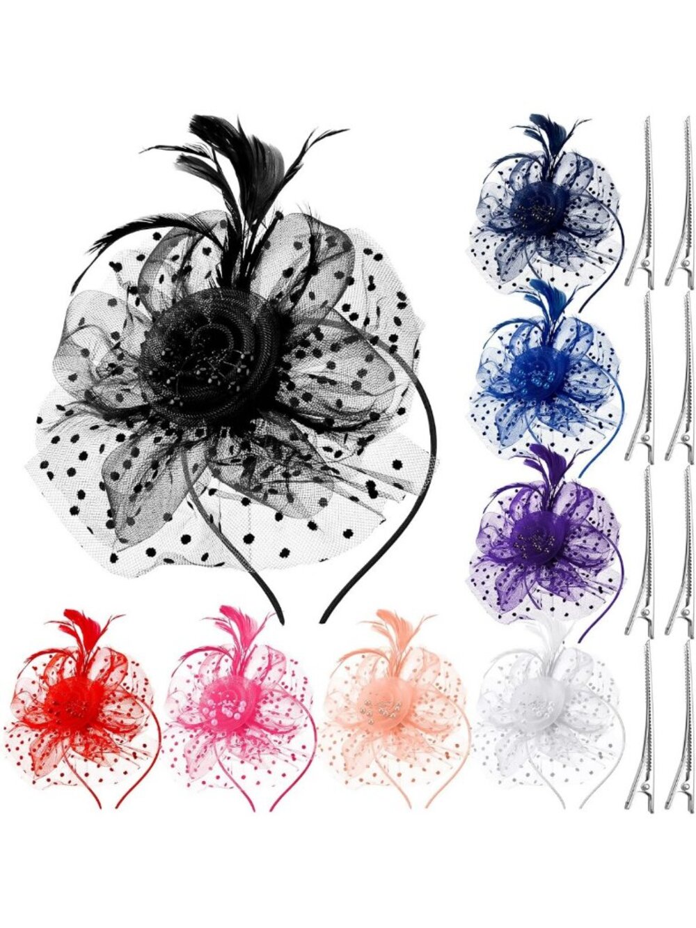 Elegant 8-Piece Fascinator Hat Set for Women - Perfect for Tea Parties & Church